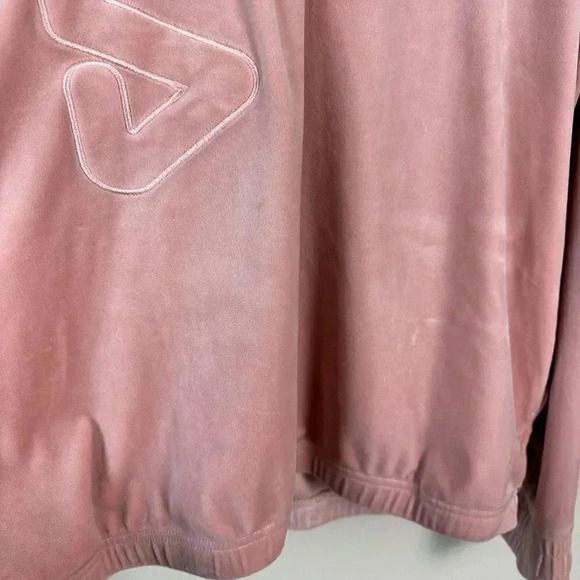 Fila Velour Quarter Zip Pullover Cropped Hoodie Pink XL - Picture 7 of 7